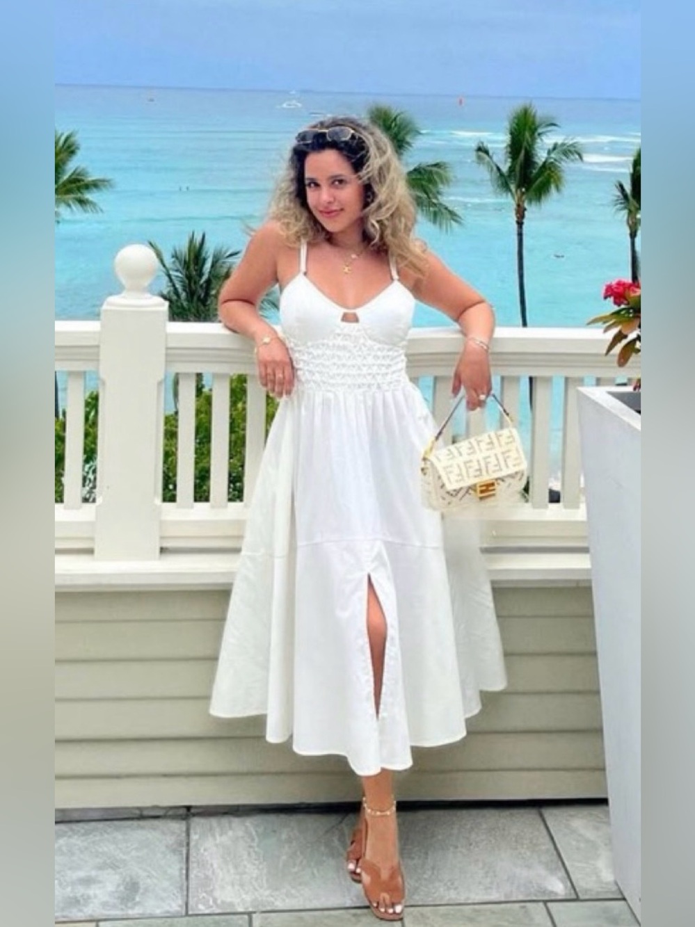 Cult Gaia Brynn Stretch Cotton Midi Dress in Off White sz M